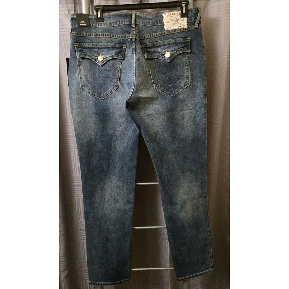 NEW True Religion Geno SN Flap Jeans Men's 36x32 Med Muggy Wash Relaxed Slim NWT